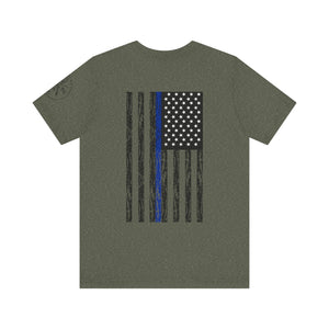 The Thin Blue Line Police T-shirt Short Sleeve Tee defend Law and Order