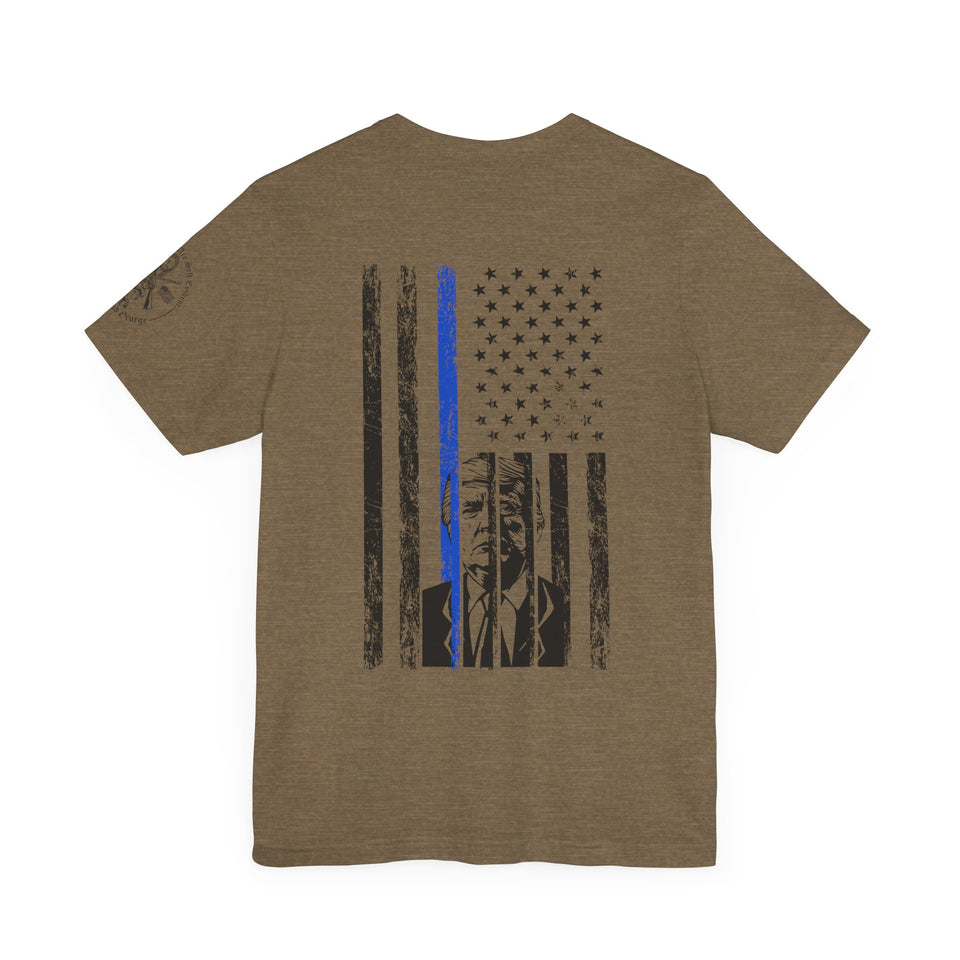 Trump 2024 Thin Blue Line American Flag T-Shirt Justice and Order Tee