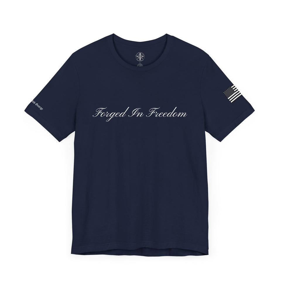 Forged In Freedom Tee Full Logo Tshirt Jesus and George