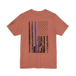 Trump 2024 Thin Blue Line American Flag T-Shirt Justice and Order Tee