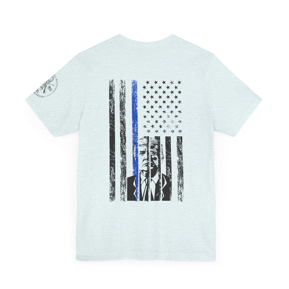 Trump 2024 Thin Blue Line American Flag T-Shirt Justice and Order Tee