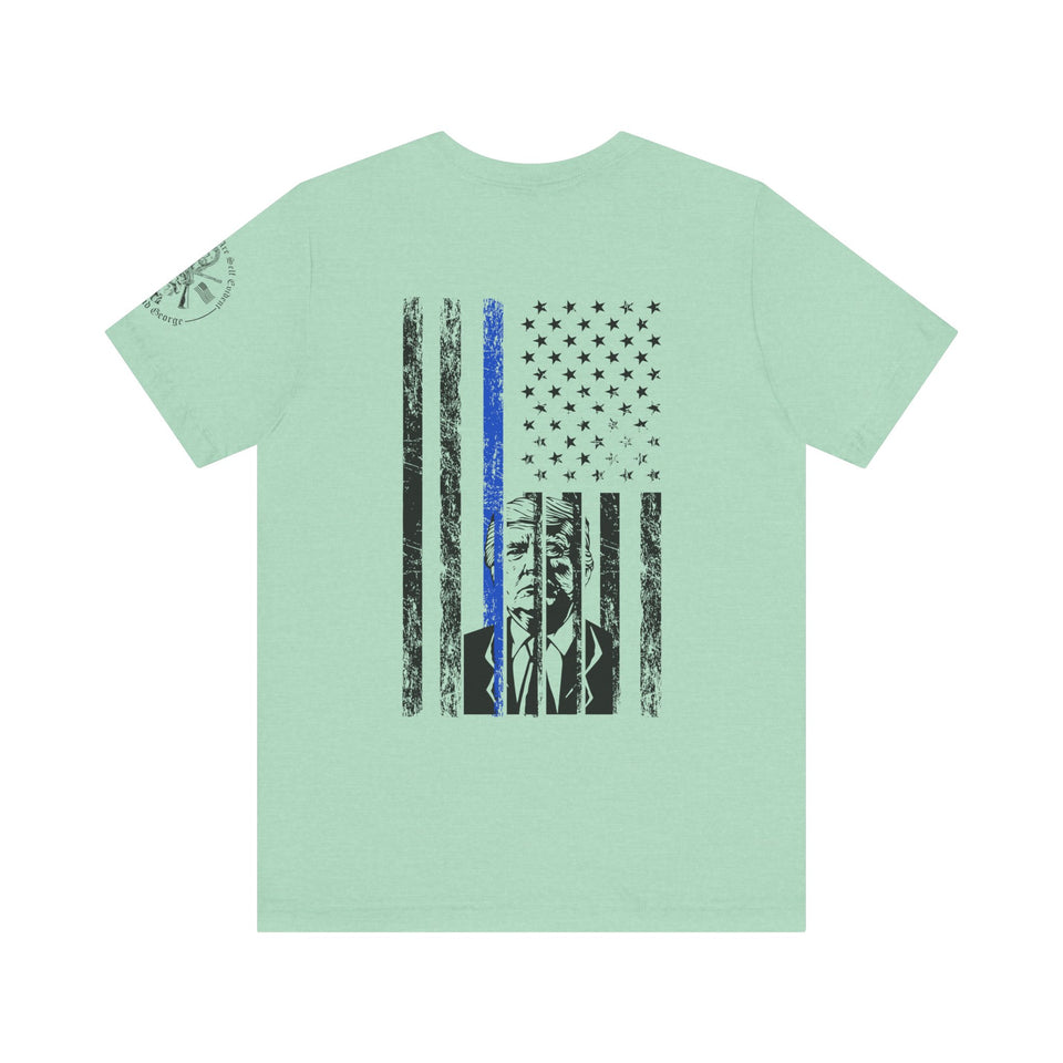 Trump 2024 Thin Blue Line American Flag T-Shirt Justice and Order Tee