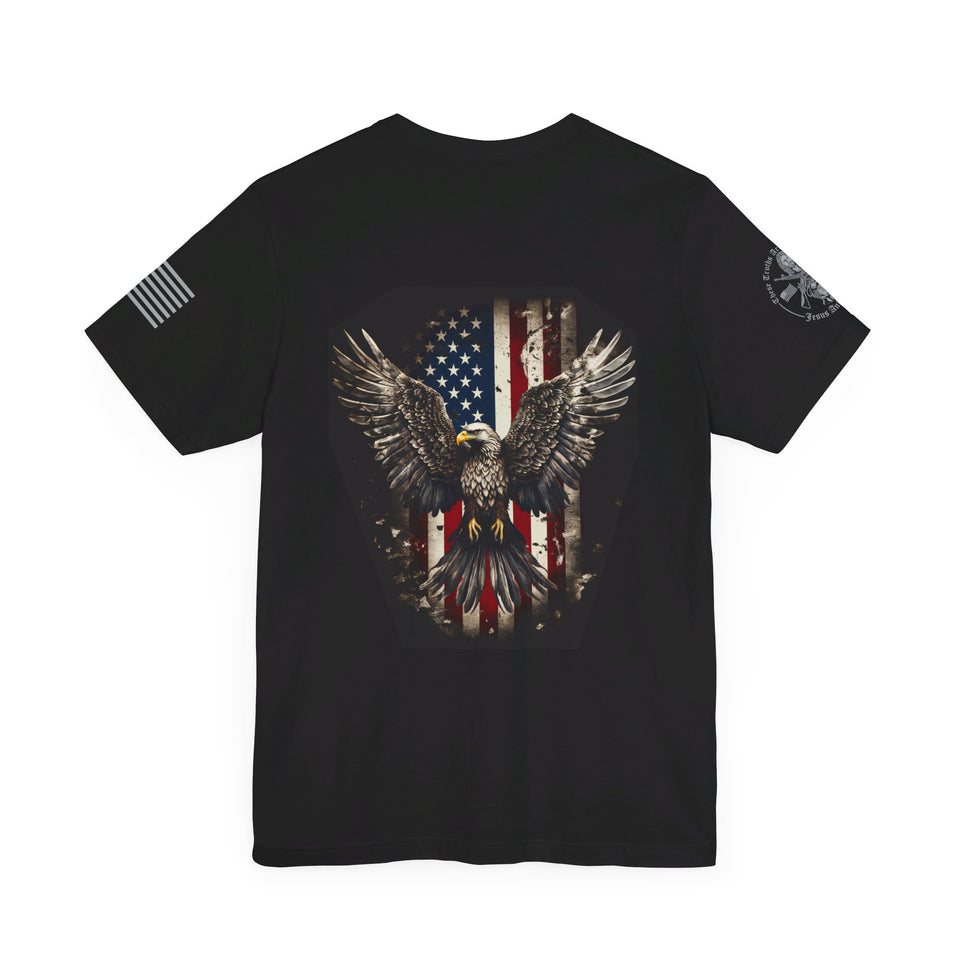 Faith and Freedom T-shirt Bald Eagle, American Flag and Cross Tshirt Unisex Jersey Short Sleeve Tee