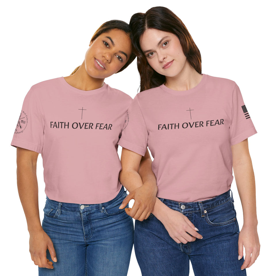 Faith Over Fear Tshirt with Small Cross