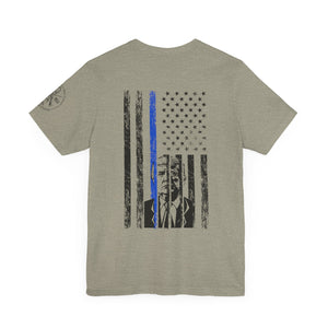 Trump 2024 Thin Blue Line American Flag T-Shirt Justice and Order Tee