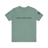 Faith Over Fear Tshirt with Small Cross