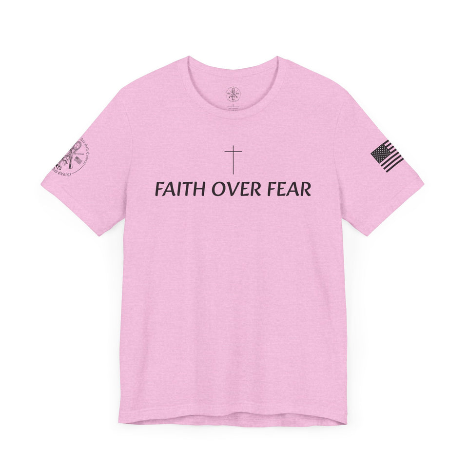 Faith Over Fear Tshirt with Small Cross