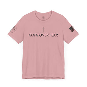 Faith Over Fear Tshirt with Small Cross