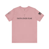 Faith Over Fear Tshirt with Small Cross