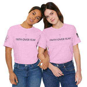 Faith Over Fear Tshirt with Small Cross