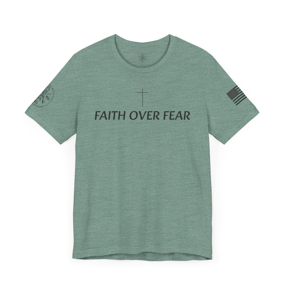 Faith Over Fear Tshirt with Small Cross