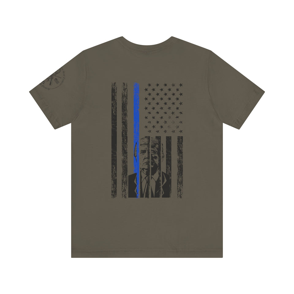 Trump 2024 Thin Blue Line American Flag T-Shirt Justice and Order Tee