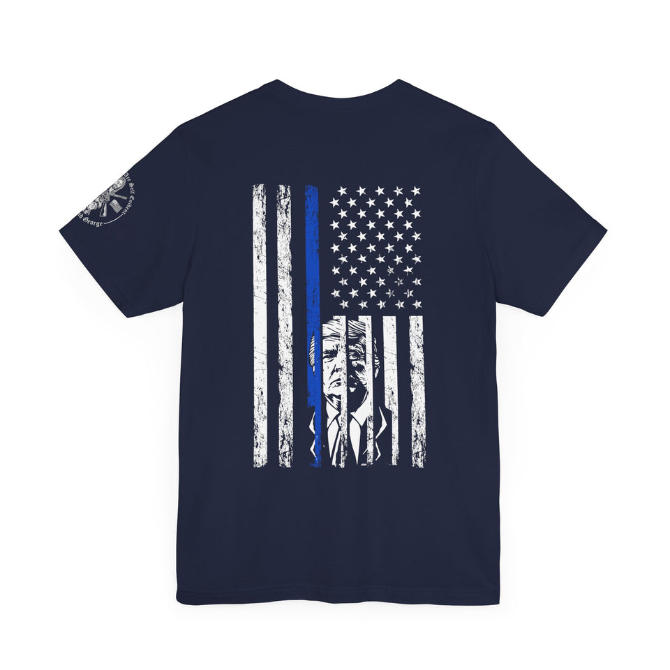 Trump Tshirt Law and Order MAGA T-shirt American Flag T-Shirt The Thin Blue Line