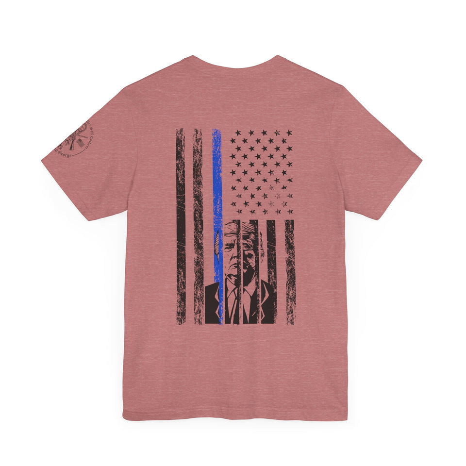 Trump 2024 Thin Blue Line American Flag T-Shirt Justice and Order Tee