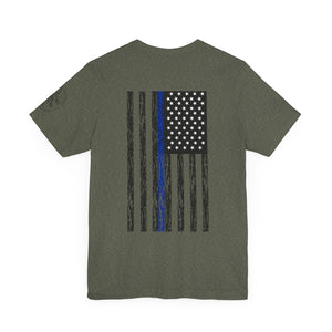The Thin Blue Line Police T-shirt Short Sleeve Tee defend Law and Order