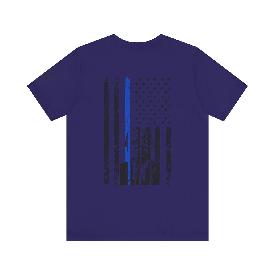 Trump 2024 Thin Blue Line American Flag T-Shirt Justice and Order Tee