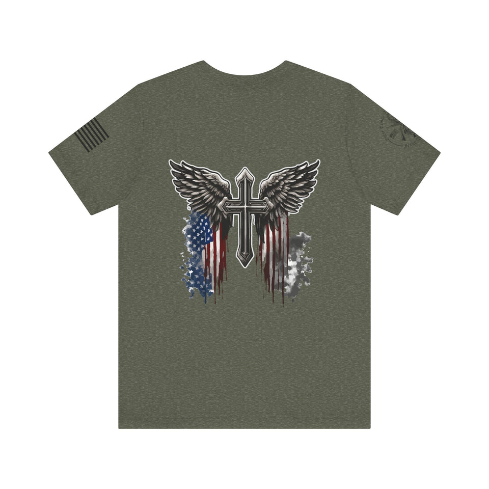 Flag With Eagle Wings Patriotic Tshirt Faith and Freedom T-shirt