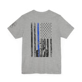 Trump 2024 Thin Blue Line American Flag T-Shirt Justice and Order Tee