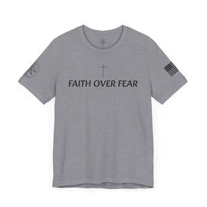 Faith Over Fear Tshirt with Small Cross