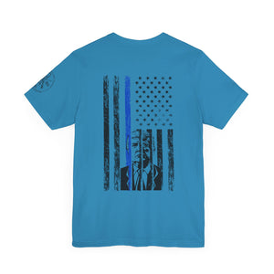 Trump 2024 Thin Blue Line American Flag T-Shirt Justice and Order Tee